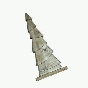 Rustic wooden standing pine tree winter holiday decor farmhouse 15 in light Xmas